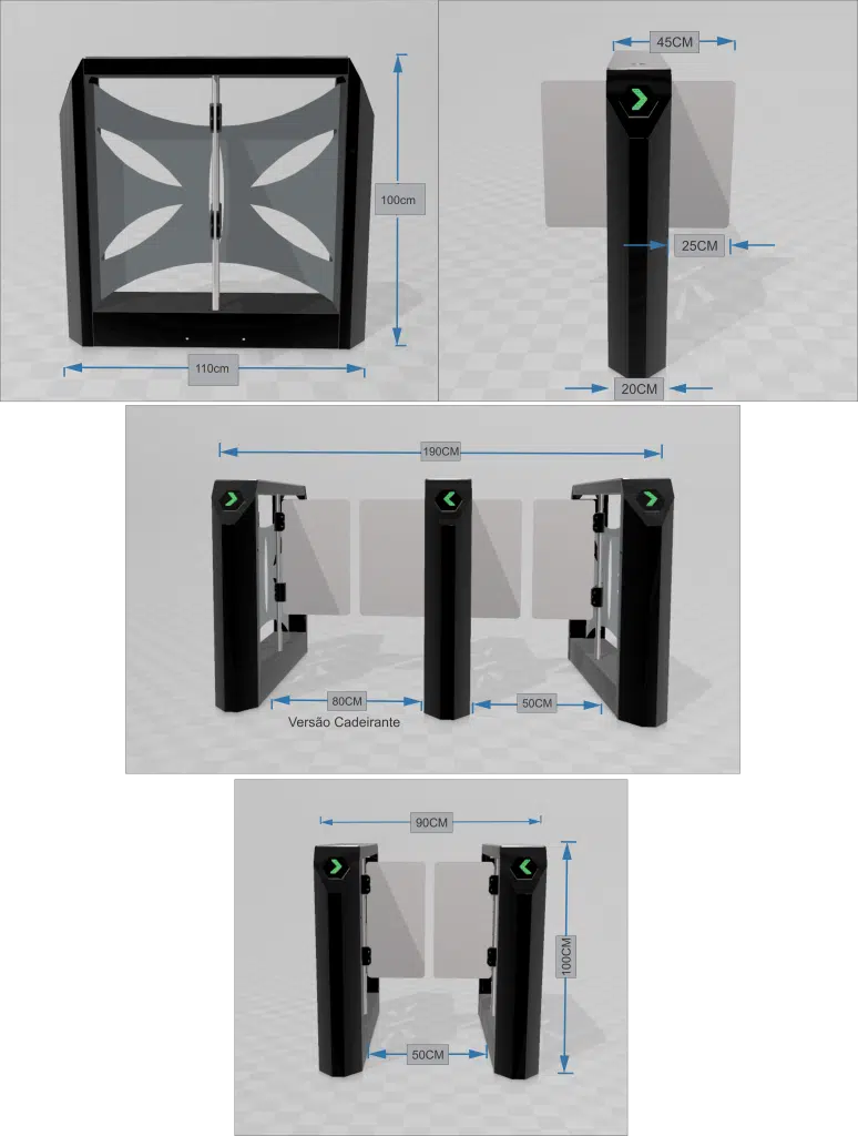 Medidas Completa Catraca Flow Pivotante 180°