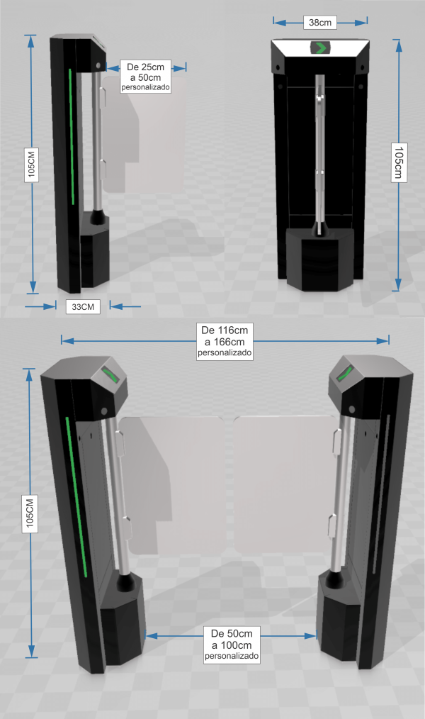 Medidas Catraca Flow V9 Pedestal Pivotante