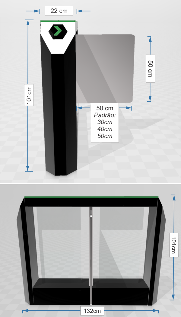Medidas Flow Balcão V9 Braço Pivotante